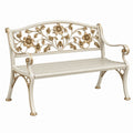Ławka ogrodowa 125 x 60 x 92 cm metalowa kremowo-złota dekoracyjna