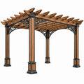 Pergola ogrodowa 300 x 300 x 250 cm drewniana brązowa w stylu klasycznym