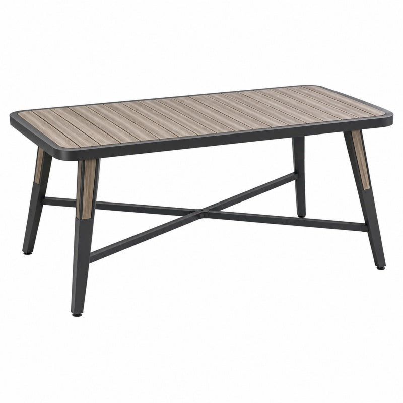 Stół ogrodowy 120 x 60 x 75 cm czarny brązowy metalowy prostokątny