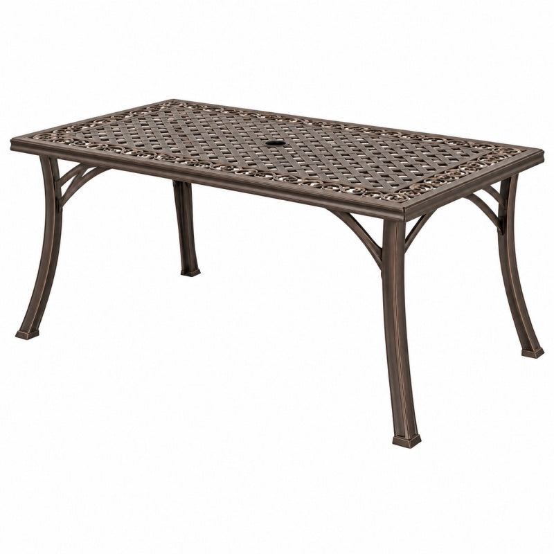 Stół ogrodowy prostokątny 150 x 90 x 73 cm z aluminium brązowy klasyczny