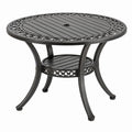 Stół ogrodowy okrągły 102 cm metalowy czarny z otworem na parasol